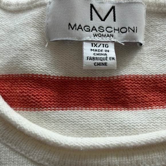 Magaschoni Cream and Orange Striped Sweater - Picture 4 of 6